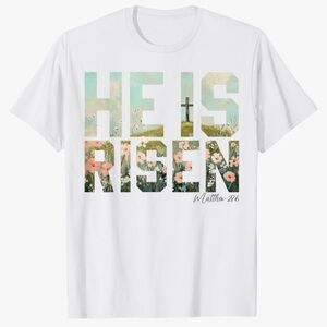 Port And Company He Has Risen Mathew 28:6 Easter 100% Cotton T-Shirt Size Large